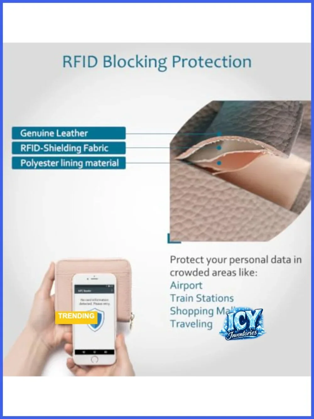 RFID Blocking Small Genuine Leather Zip Around Wallet for Women, Compact, Coin